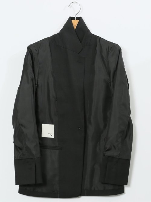 ストレッチウォッシャブル ウール混 リラクシング 1ボタンジャケット チェック黒(セットアップ可能)