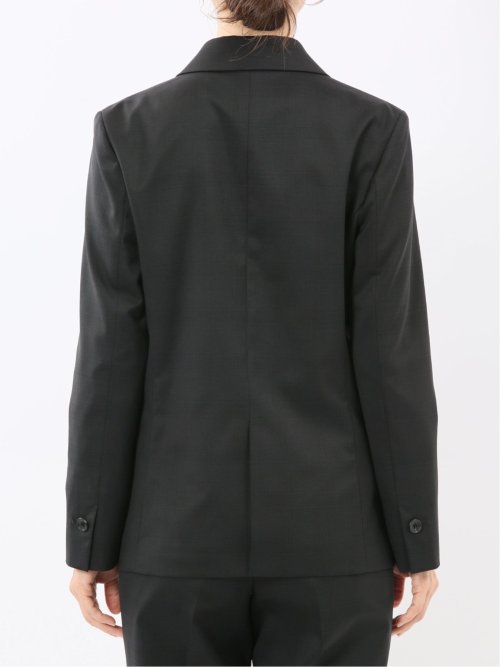 ストレッチウォッシャブル ウール混 リラクシング 1ボタンジャケット チェック黒(セットアップ可能)