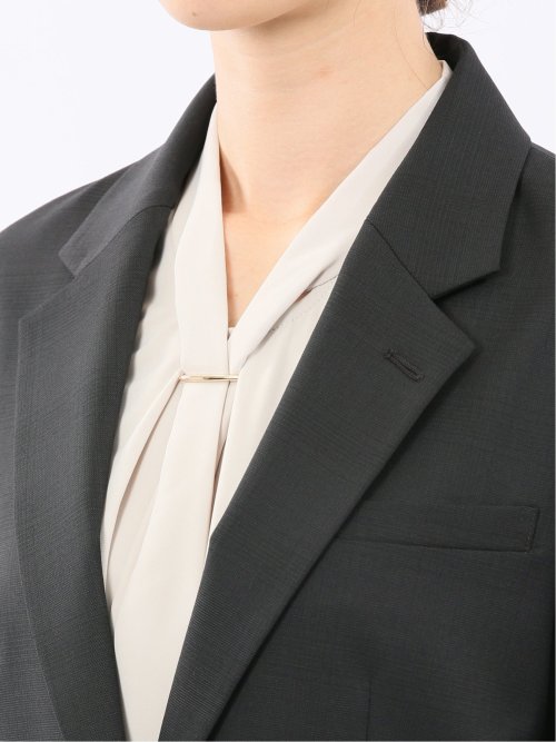 ストレッチウォッシャブル ウール混 リラクシング 1ボタンジャケット チェック黒(セットアップ可能)