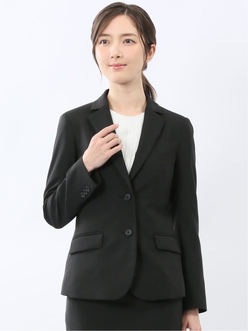 ✨ほぼ新品✨タカキュー　スーツセットアップ　ジャケット　パンツ　スカート　3点 シアサッカー 1ボタン7分袖ジャケット 紺(セットアップ可能)(S 75紺