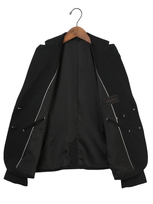 ウィンドペン柄 2ボタンテーラージャケット 黒(セットアップ可能)