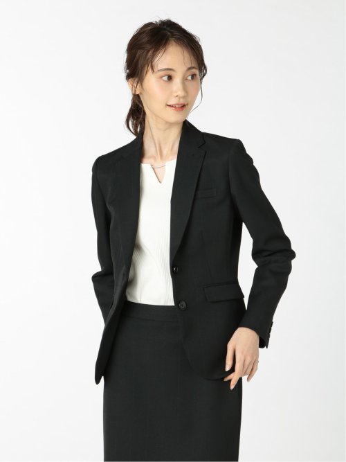 ウィンドペン柄 2ボタンテーラージャケット 黒(セットアップ可能)