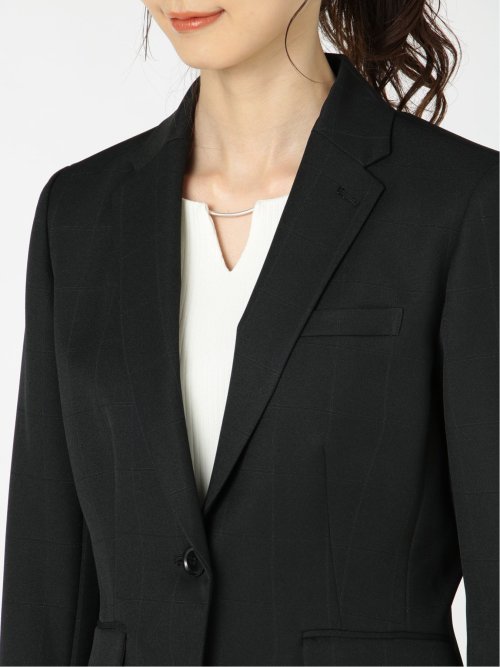 ウィンドペン柄 2ボタンテーラージャケット 黒(セットアップ可能)