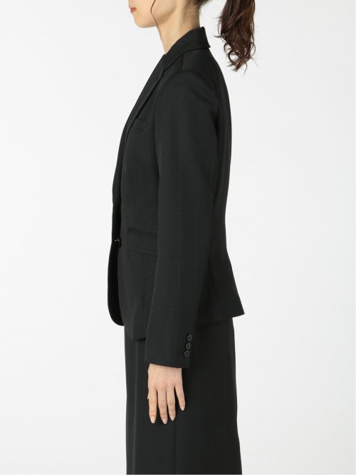 ウィンドペン柄 2ボタンテーラージャケット 黒(セットアップ可能)