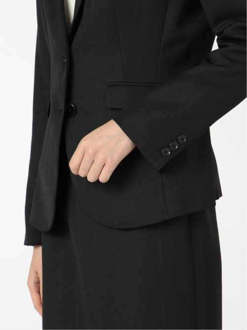 ウィンドペン柄 2ボタンテーラージャケット 黒(セットアップ可能)