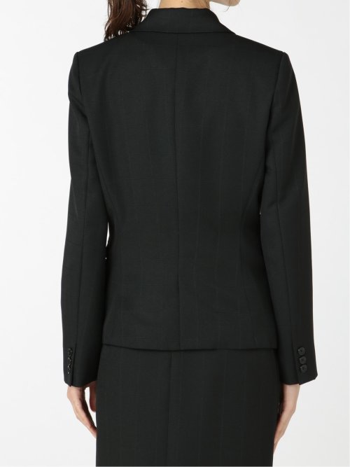 ウィンドペン柄 2ボタンテーラージャケット 黒(セットアップ可能)