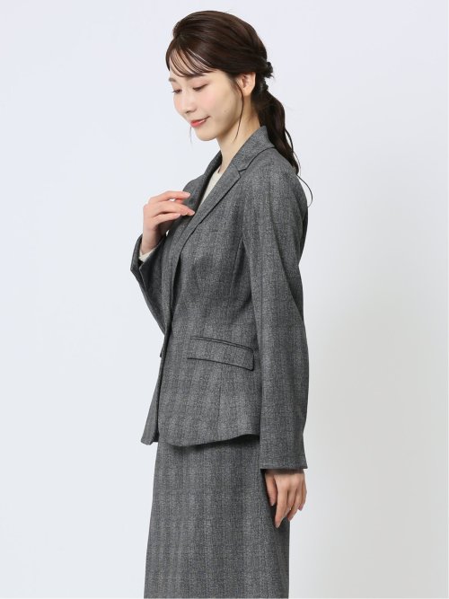 ポンチ 1ボタンジャケット チェックグレー(セットアップ可能)