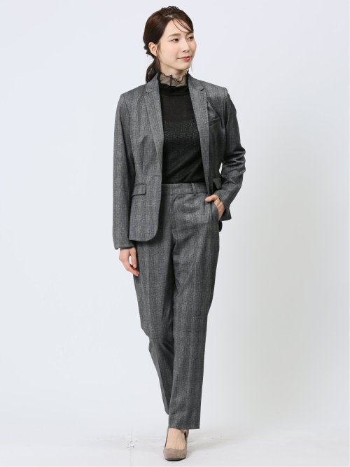 ポンチ 1ボタンジャケット チェックグレー(セットアップ可能)