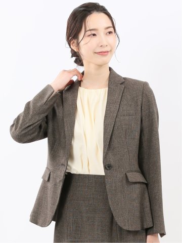 ストレッチウォッシャブル シャーク 1ボタンジャケット こげ茶(セットアップ可能)