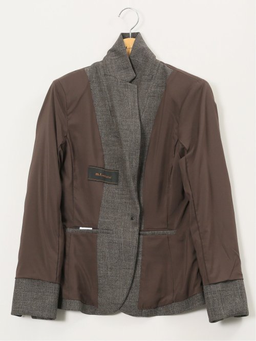 ストレッチウォッシャブル シャーク 1ボタンジャケット こげ茶