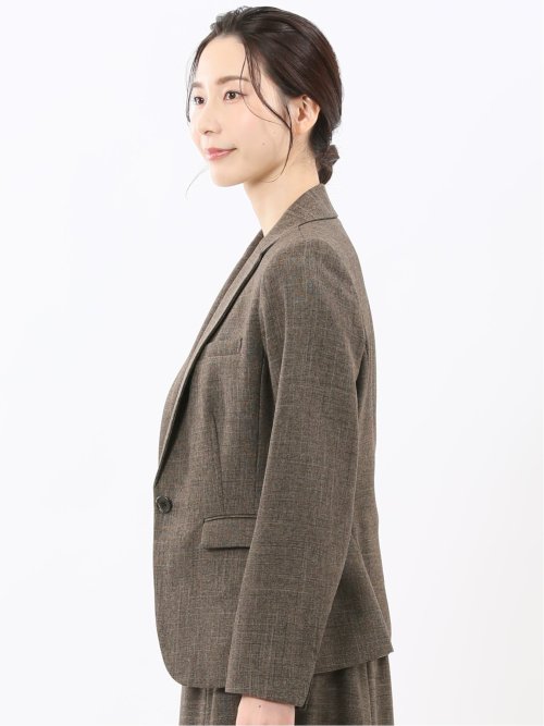 ストレッチウォッシャブル シャーク 1ボタンジャケット こげ茶(セットアップ可能)