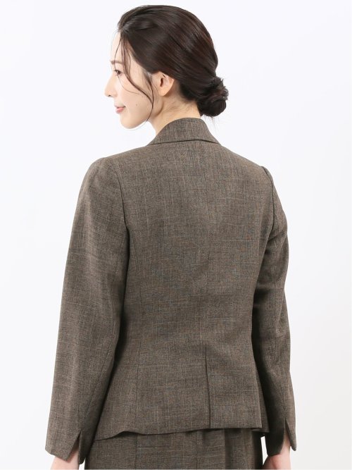 ストレッチウォッシャブル シャーク 1ボタンジャケット こげ茶