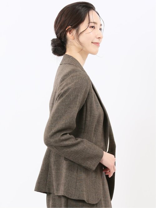 ストレッチウォッシャブル シャーク 1ボタンジャケット こげ茶