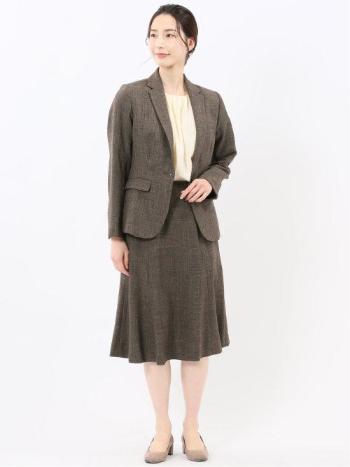 ストレッチウォッシャブル シャーク 1ボタンジャケット こげ茶(セットアップ可能)