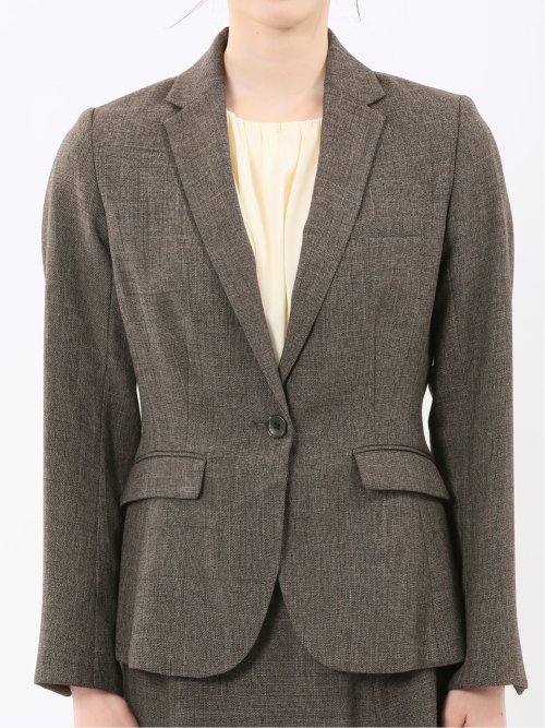 ストレッチウォッシャブル シャーク 1ボタンジャケット こげ茶(セットアップ可能)