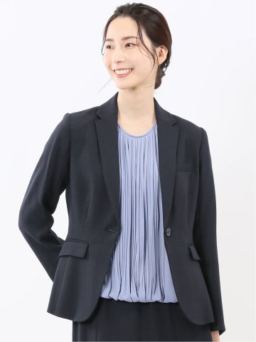 ストレッチウォッシャブル シャーク 1ボタンジャケット 紺(セットアップ可能)