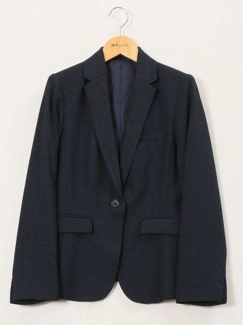 ストレッチウォッシャブル シャーク 1ボタンジャケット 紺(セットアップ可能)