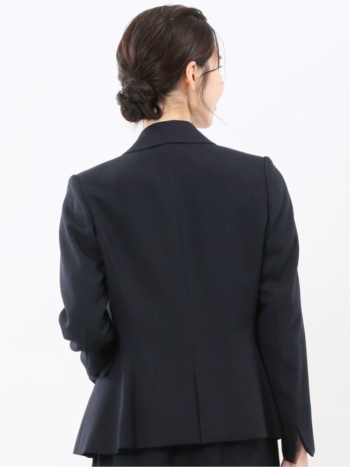 ストレッチウォッシャブル シャーク 1ボタンジャケット 紺(セットアップ可能)