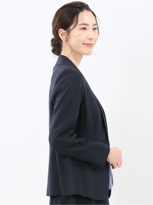 ストレッチウォッシャブル シャーク 1ボタンジャケット 紺(セットアップ可能)