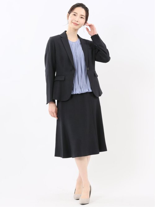 ストレッチウォッシャブル シャーク 1ボタンジャケット 紺(セットアップ可能)