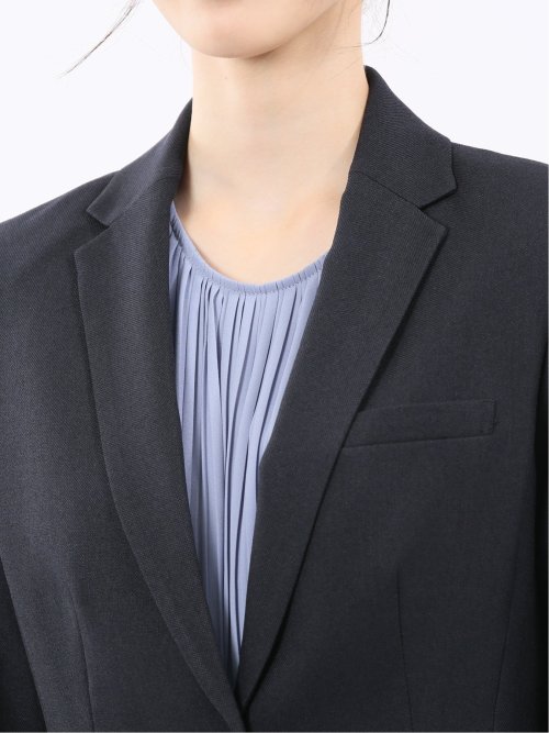 ストレッチウォッシャブル シャーク 1ボタンジャケット 紺(セットアップ可能)