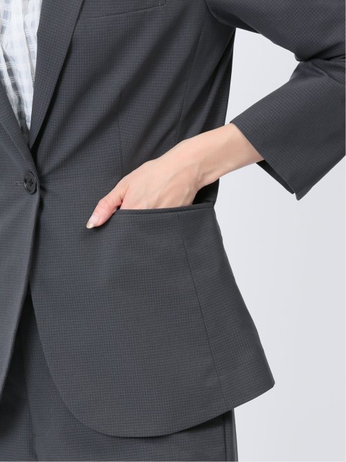 クールドッツ 1ボタン7分袖ジャケット グレー(セットアップ可能)