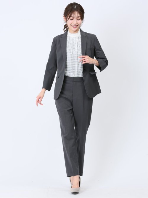 クールドッツ 1ボタン7分袖ジャケット グレー(セットアップ可能)