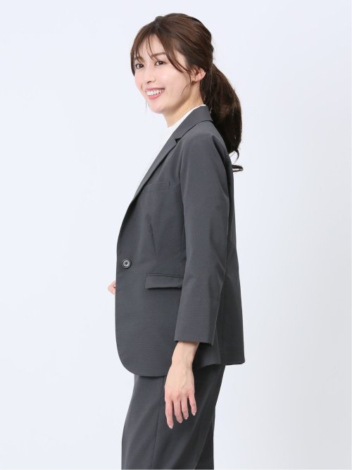 クールドッツ 1ボタン7分袖ジャケット グレー(セットアップ可能)