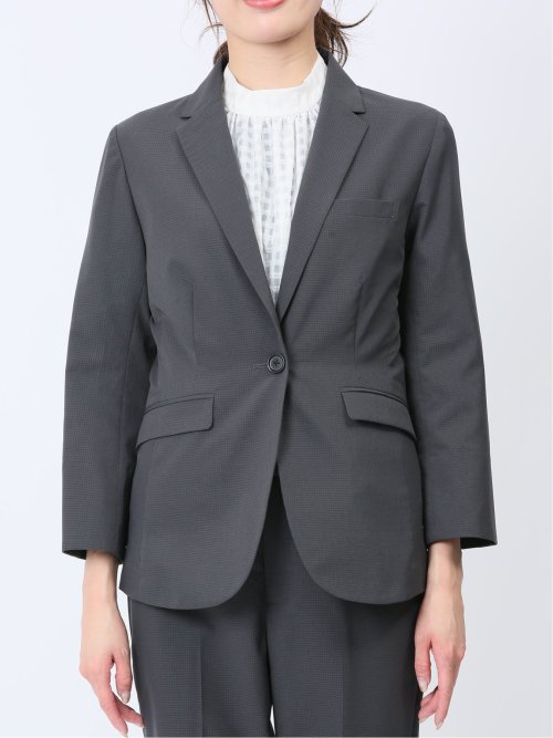 クールドッツ 1ボタン7分袖ジャケット グレー(セットアップ可能)