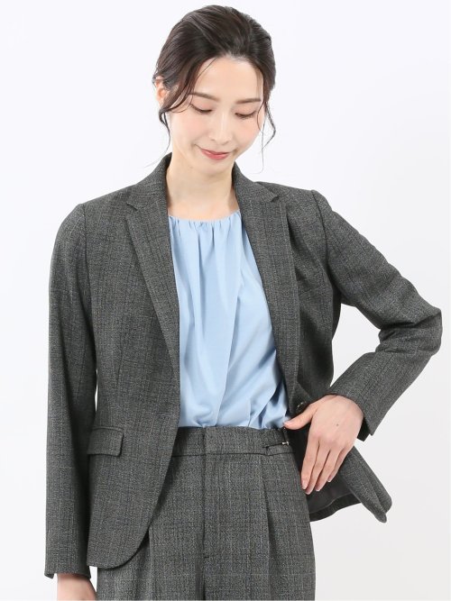 m．f．エディトリアル（m．f．editorial）/【ストレッチ ウォッシャブル】m．f．エディトリアル ウール調 1釦ジャケット(セットアップ… ストレッチウォッシャブル ウール調 1ボタンジャケット チェックグレー