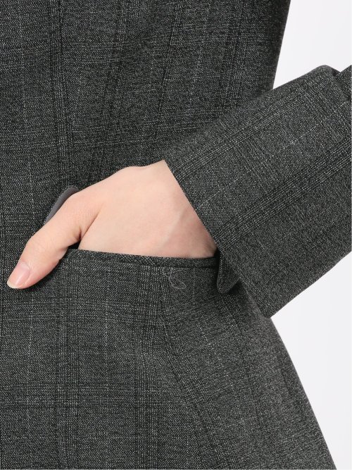 ストレッチウォッシャブル ウール調 1ボタンジャケット チェックグレー(セットアップ可能)