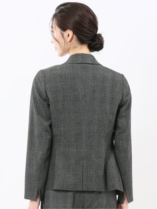 ストレッチウォッシャブル ウール調 1ボタンジャケット チェックグレー(セットアップ可能)