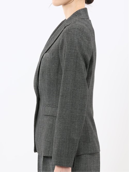 ストレッチウォッシャブル ウール調 1ボタンジャケット チェックグレー(セットアップ可能)