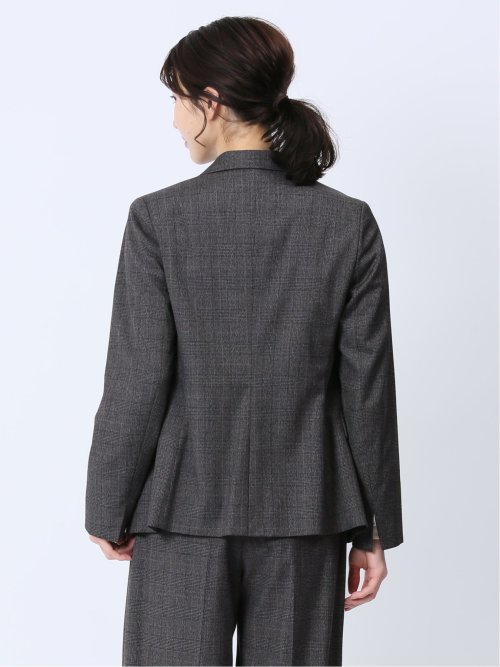 レーヨン混ストレッチ 1ボタンジャケット チェックグレー(セットアップ可能)