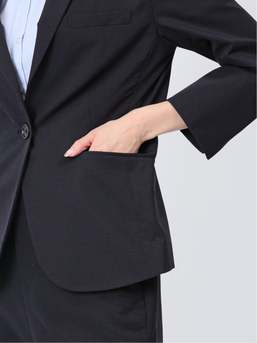 クールドッツ 1ボタン7分袖ジャケット 紺(セットアップ可能)