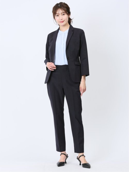 クールドッツ 1ボタン7分袖ジャケット 紺(セットアップ可能)