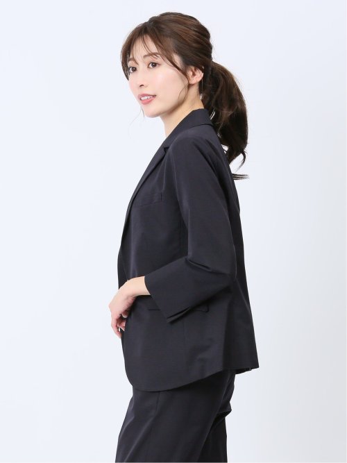 クールドッツ 1ボタン7分袖ジャケット 紺(セットアップ可能)