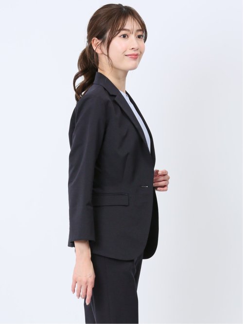 クールドッツ 1ボタン7分袖ジャケット 紺(セットアップ可能)