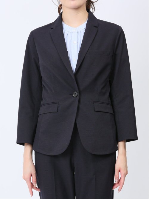 クールドッツ 1ボタン7分袖ジャケット 紺(セットアップ可能)