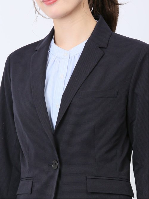 クールドッツ 1ボタン7分袖ジャケット 紺(セットアップ可能)