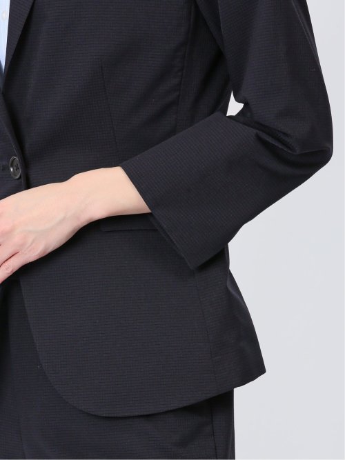 クールドッツ 1ボタン7分袖ジャケット 紺(セットアップ可能)