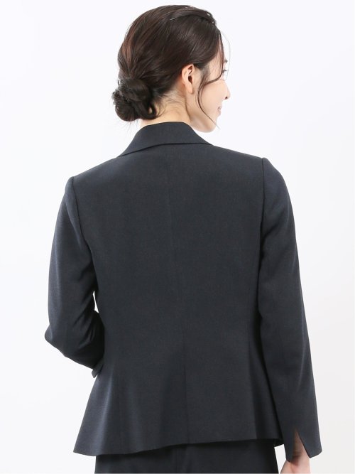 ストレッチウォッシャブル ウール調 1ボタンジャケット ピンヘッド紺(セットアップ可能)