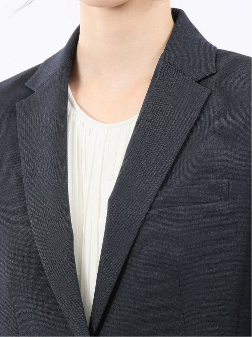 ストレッチウォッシャブル ウール調 1ボタンジャケット ピンヘッド紺(セットアップ可能)