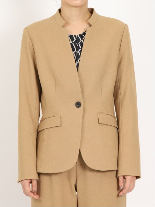 ウーリッシュ カラーレスジャケット キャメル(セットアップ可能)