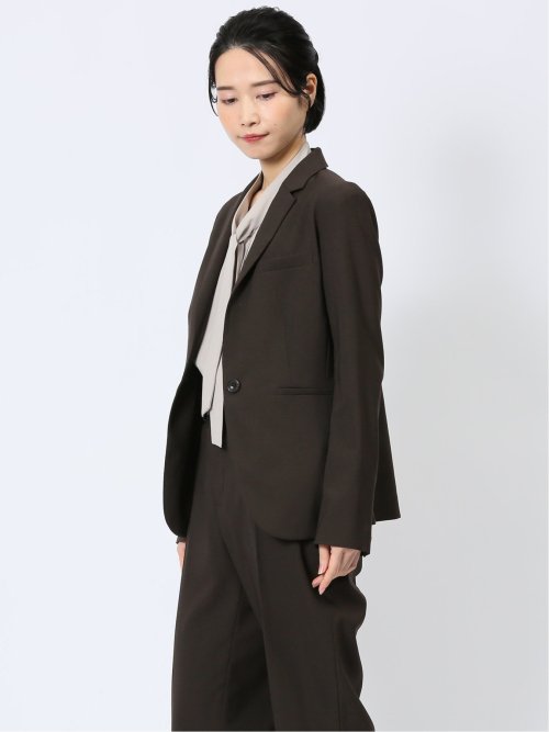 ウェザーストレッチウォッシャブル 1ボタンジャケット こげ茶(セットアップ可能)