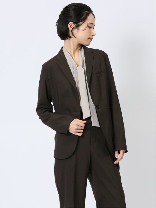 ウェザーストレッチウォッシャブル 1ボタンジャケット こげ茶(セットアップ可能)