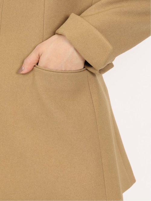 ウーリッシュ カラーレスロングジャケット キャメル(セットアップ可能)