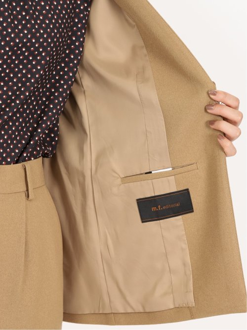 ウーリッシュ カラーレスロングジャケット キャメル(セットアップ可能)