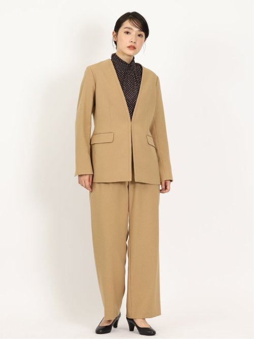 ウーリッシュ カラーレスロングジャケット キャメル(セットアップ可能)