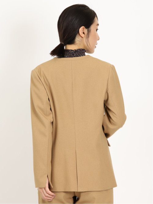 ウーリッシュ カラーレスロングジャケット キャメル(セットアップ可能)